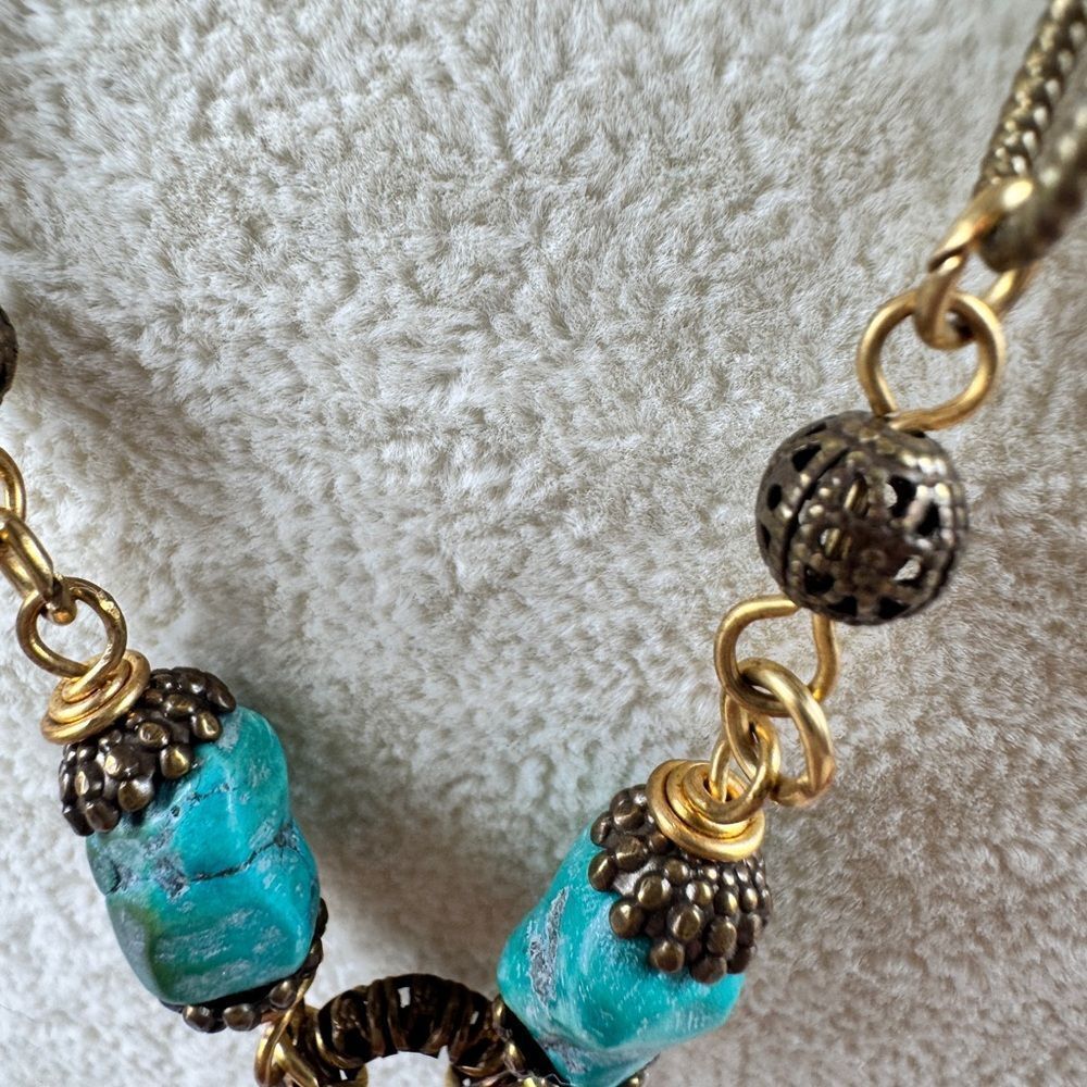 Jan Micheals Turquoise and Bronze Pendant Necklace - Picture 3 of 11